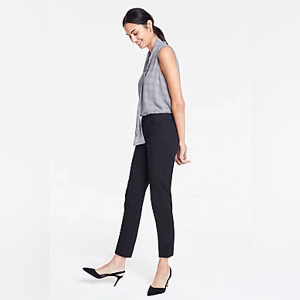 Ann Taylor Devin Tailored Ankle Pants, 10P, Black